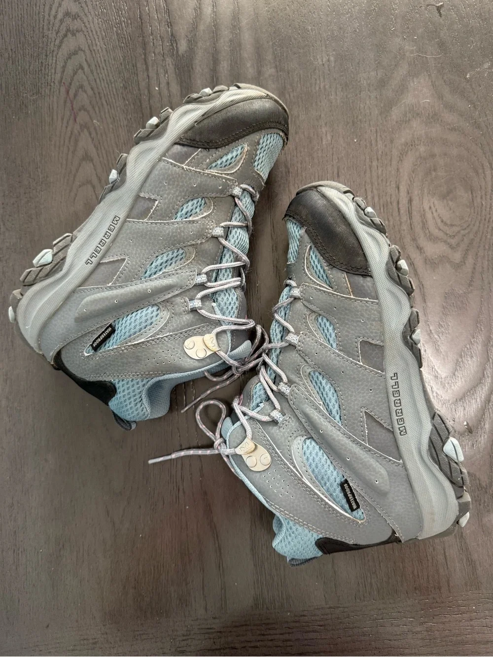 Merrell Moab 3 Mid Waterproof Hiking Boots Kids US 5M EU 36 Gray Blue MK165704